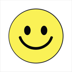 Smiley Face Emoji Vector – Iconic Yellow Circle Illustration with Black Eyes and Mouth for Happiness and Positivity in Digital Communication.