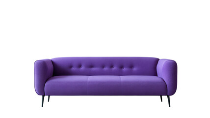 Fototapeta premium Modern purple sofa with button tufting and sleek design in a minimalist style for contemporary living spaces