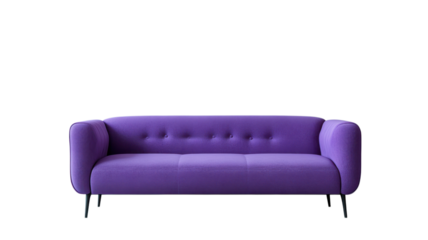 Modern purple sofa with button tufting and sleek design in a minimalist style for contemporary living spaces