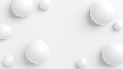 Abstract Spheres: A minimalistic, clean composition features a collection of glossy white spheres, creating a sense of modern elegance. The spheres are softly lit.
