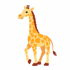 Obraz premium Colorful giraffe illustration on white background, playful design concept