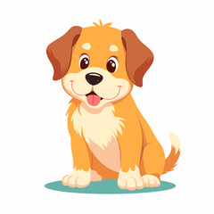 Cheerful puppy sitting on white background, playful companionship