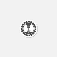 CNC machine icon sticker isolated on gray background