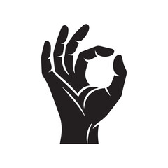 Human hand palm finger silhouette isolated on white background, logo clip art vector