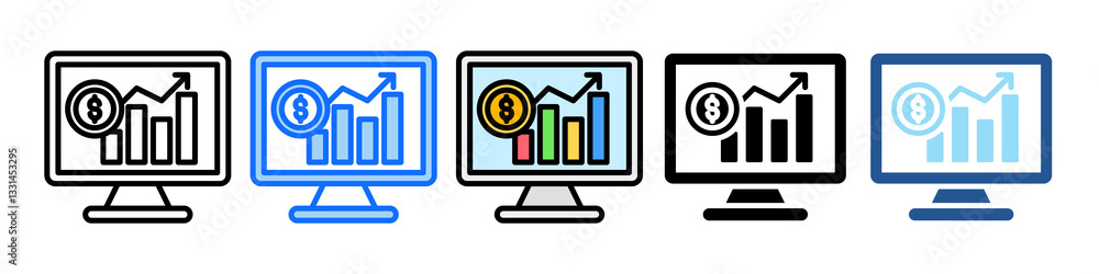 Poster trading icon set multiple style collection