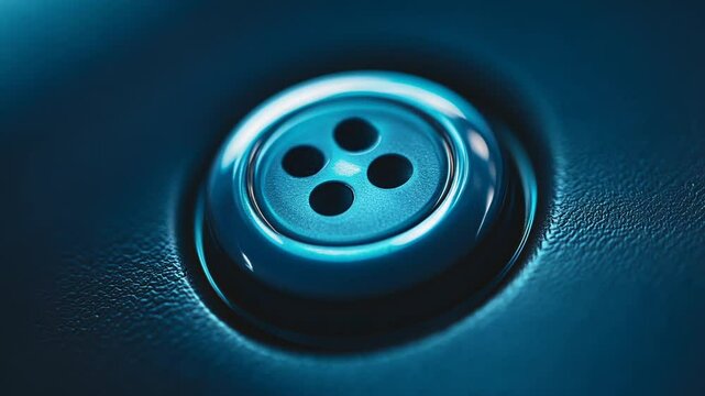 Close-up of a Blue Button: Detailed Shot with Metallic Shine for Abstract Background
