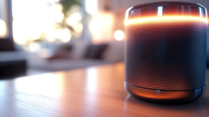 Smart speaker glows in cozy home