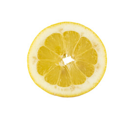 Fresh lemon slice isolated on transparent background. Concept of fruit, healthy eating and freshness. PNG format