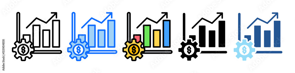 Poster business icon set multiple style collection