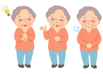 高齢女性　表情ポーズ　シニア　高齢者　後期高齢者