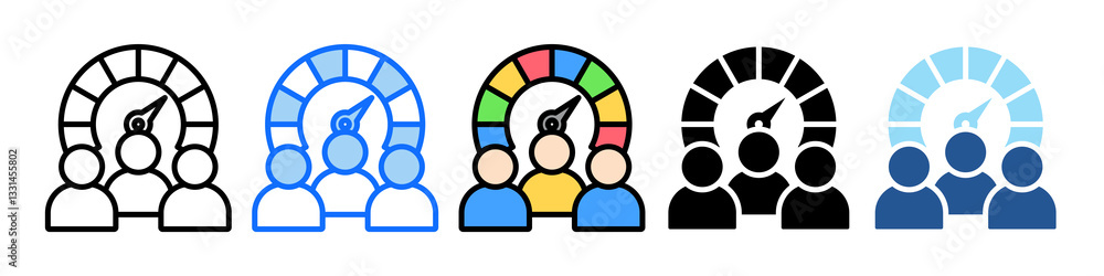 Poster perfomance icon set multiple style collection