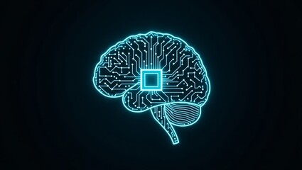 Futuristic brain circuit board illustration