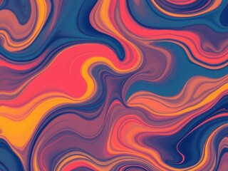 Abstract Swirling Fluid Art Painting in Blues Oranges and Reds