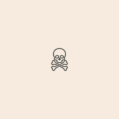 Skull and Crossbones icon flat vector design.