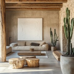 Minimalist Japandi Living Room with Natural Materials and Calm Atmosphere