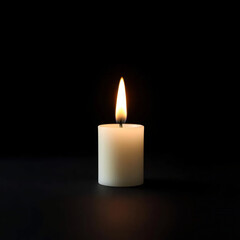 Single Candle in Dark Room
