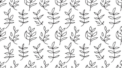 Fototapeta premium linear vector pattern, repeating abstract leaves, gray line of leaf or flower, floral. graphic clean design for fabric, event, wallpaper etc. pattern is on swatches panel. with white background