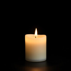 Single Candle in Dark Room