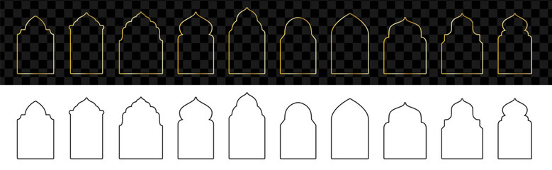 Black and golden linear Arabic door or window collection.