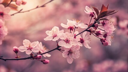 Obraz premium Pink Cherry Blossom Branch in Spring
