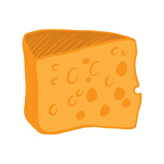 wedge of Swiss cheese with holes . hand drawn illustration. Perfect for food designs, dairy-themed projects, recipes, and culinary content.