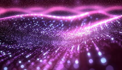 Naklejka premium Glowing Wave Rising Shimmering Particle Landscape