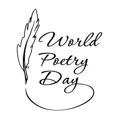 Obraz premium World Poetry Day. Holiday concept with quill. line art Template for background, banner, card, poste, social media, and literary events