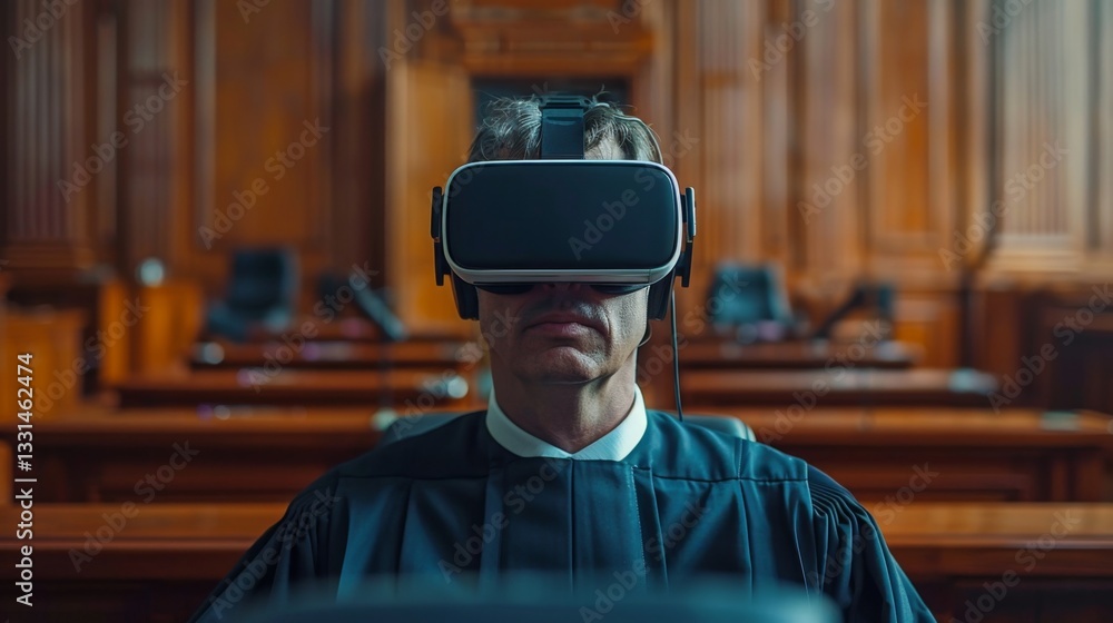 Poster judge experiences virtual reality trial in an advanced courtroom simulation using augmented technolo