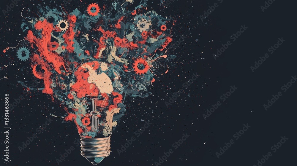 Poster innovative illumination concept featuring linked mechanical components