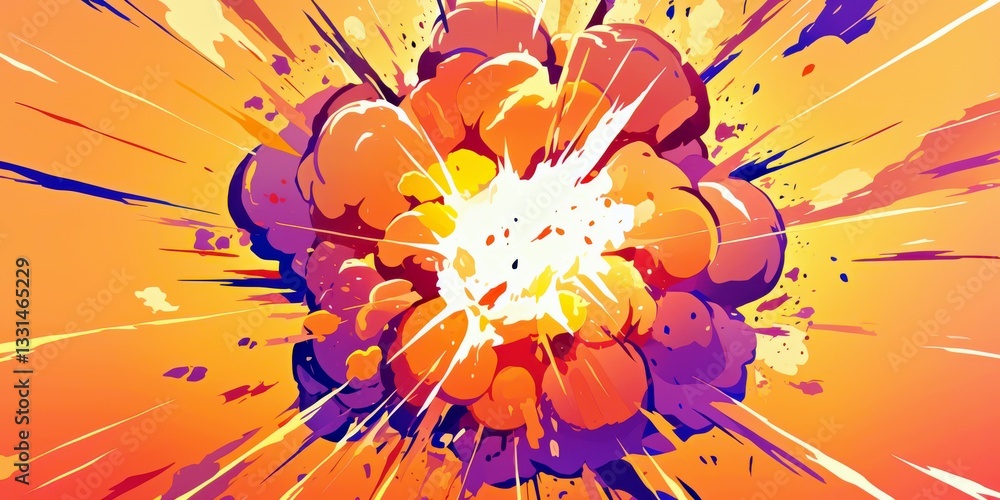 Poster colorful explosion with dynamic background effects and vivid energy in an abstract style illustratio