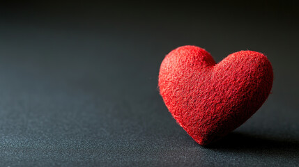 Obraz premium Red heart on black, soft gradient light, minimalist design. Symbol of love and simplicity in a bold visual statement.