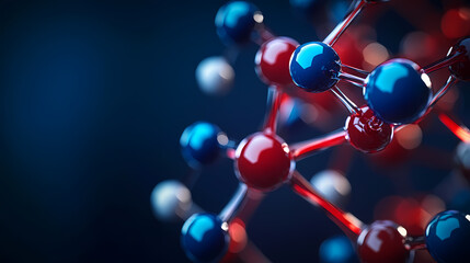 3D Molecular Structure with Red and Blue Spheres