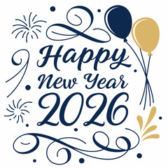Obraz premium Blue and Gold 2026 New Year Celebration Graphic