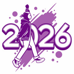 Glossy 3D 2026 Text with Liquid Splatter