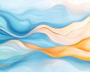 Fototapeta premium Abstract Blue Gold Flowing Waves.