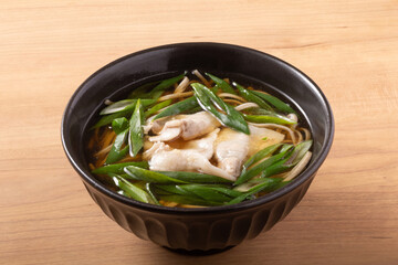 九条葱と豚肉　蕎麦