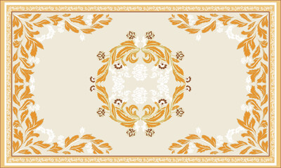 Persian rug original Design Oreintal Flora Damasks embroidery, Persian style. art ornament print.Design for carpet, cover.wallpaper, wrapping, fabric, clothing, tribal vector texture.