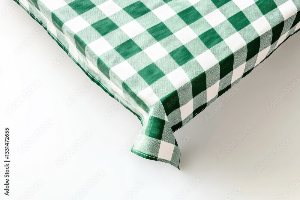 Poster a simple and elegant checkered table cloth with green and white squares