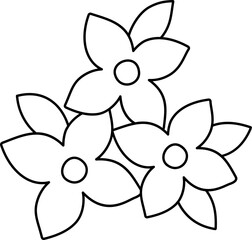 Spring flowers outline Flat stock vector illustration Isolated.
Cute flower cluster coloring page.
Simple garden flower group.
Transparent background.