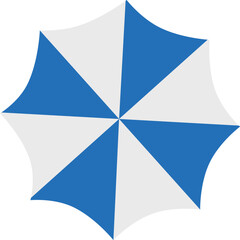 Blue and White Striped Umbrella Top View