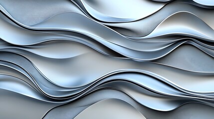 Obraz premium Abstract Silver Waves Flowing Design