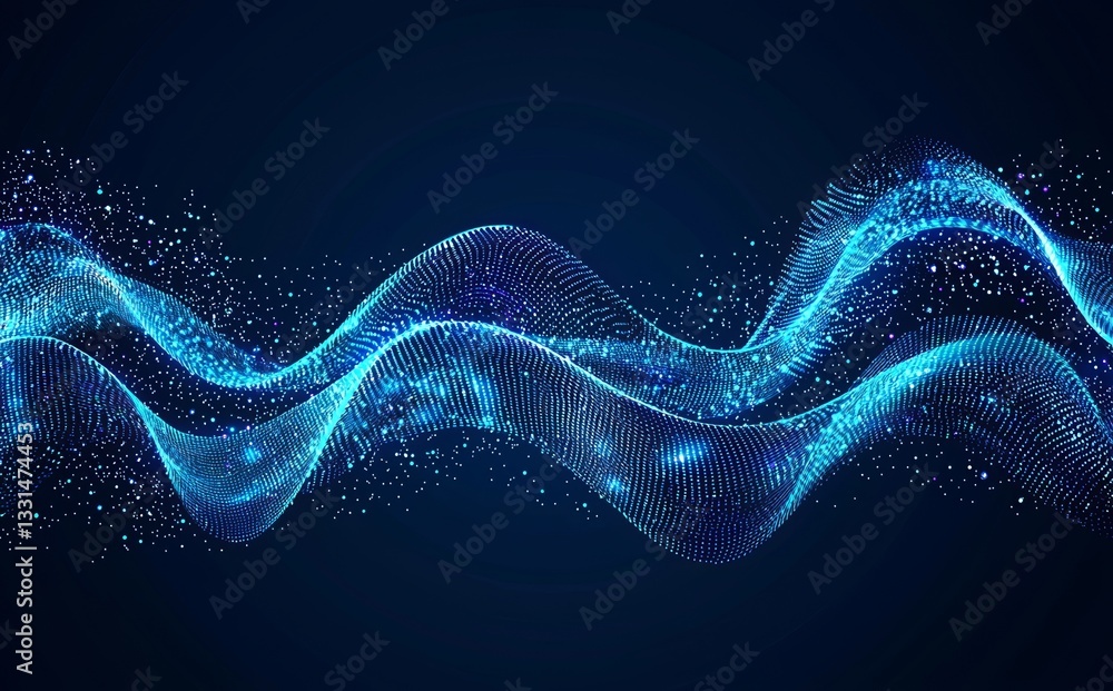 Poster big data visualization is achieved through an abstract background that showcases molecules technolog