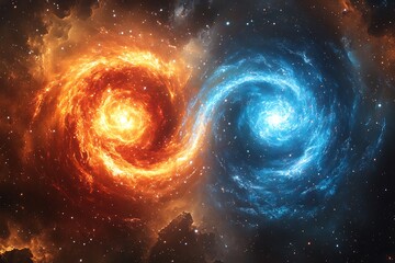 An artistic rendering of two stars forming a mesmerizing binary system.