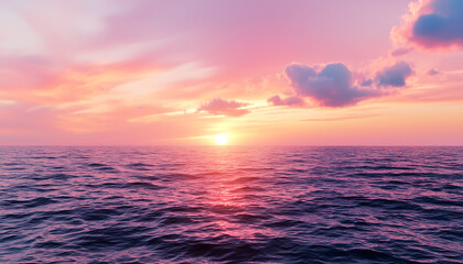 Fototapeta premium A dreamy pastel-colored sunset with pink and purple hues. Generative AI.