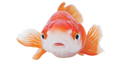 Colorful goldfish swims gracefully in clear water with vibrant fins and striking features at an aquatic exhibit