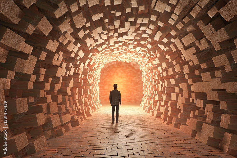 Aufkleber the silhouette of a man is shown standing before a radiant rectangular portal situated at the termin