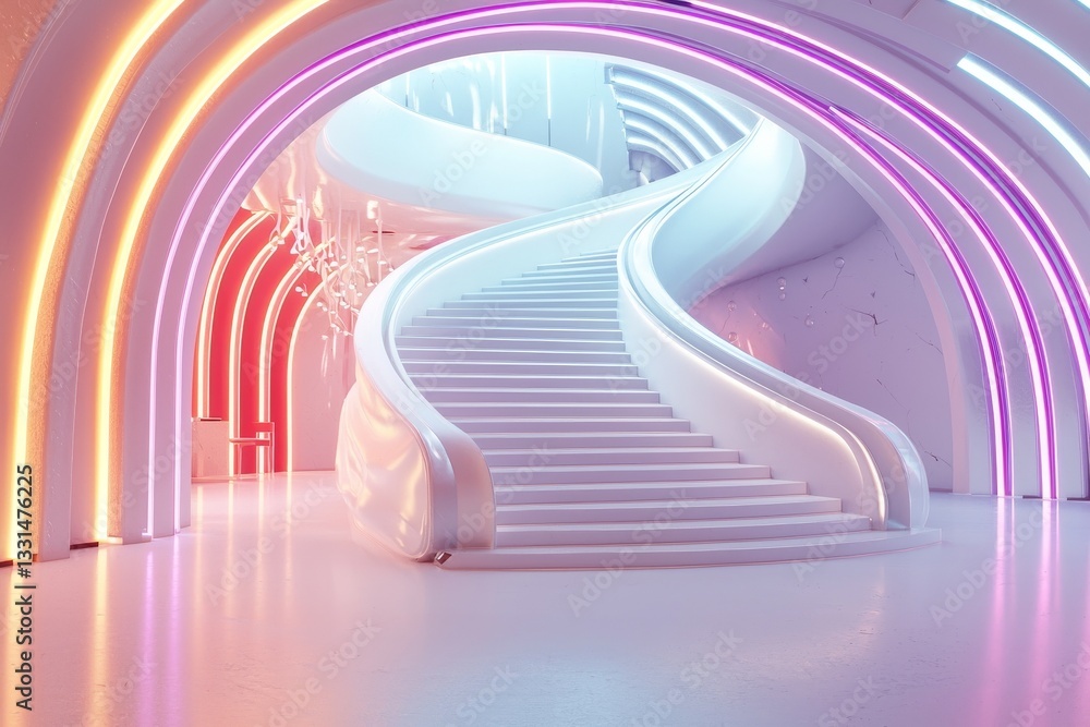 Poster the concept of sci-fi is illustrated through an abstract 3d rendering of a tunnel room, which is emp