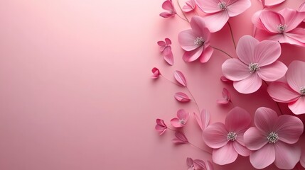 Fototapeta premium Elegant Pink Flowers on Pastel Background for Feminine Designs and Crafts