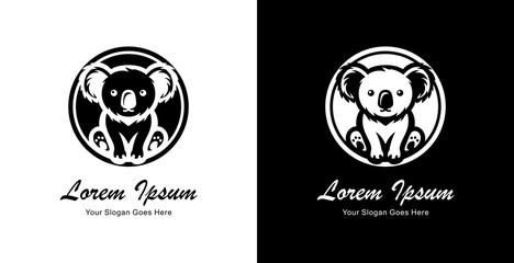 Koala logo design combined with a circle