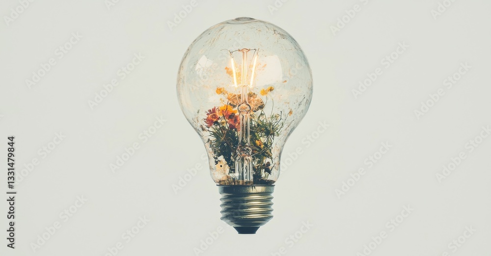 Poster a transparent background serves as the setting for a light bulb with transparent glass